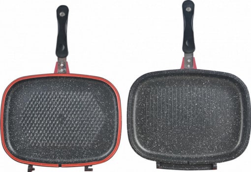 Tigaie grill dubla din aluminiu, 32x24x7.5 cm, EASY COOK RED - Img 2