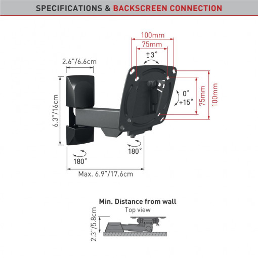 Barkan TV Wall Mount 13&quot;-29&quot;, Black - Img 2