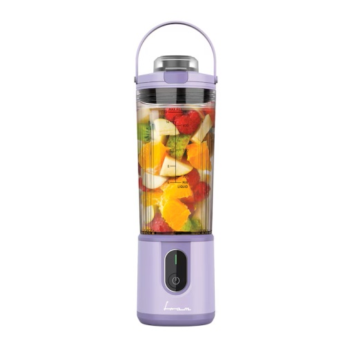 Blender portabil Fram FBP-P74PP, acumulator 7.4V, autonomie 10-15 min, recipient 400ml, lame inox, buton on/off, oprire automata, cablu incarcare TYPE-C, mov - Img 3