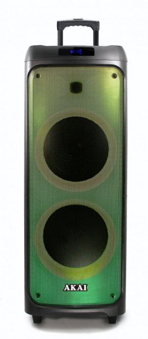 Boxa portabila activa Akai Party Speaker 1010, 100 W, Bluetooth, USB, microfon, telecomanda, Negru - Img 6