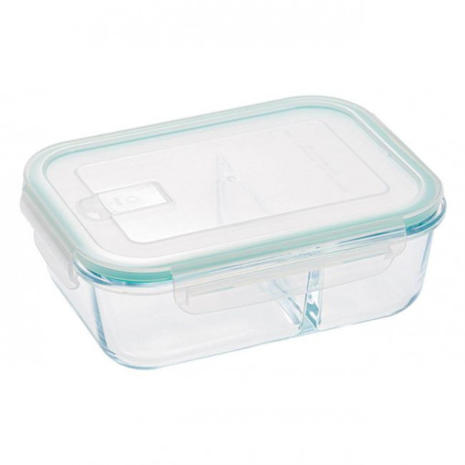 Caserola compartimentata din sticla, dimensiune 22.5x17x7.5 cm, capac plastic, capacitate 1.5 L - Img 3