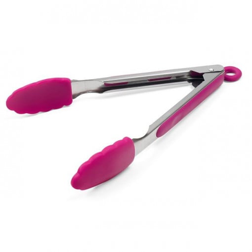 Cleste metalic cu varfuri din silicon, lungime 27 cm, Fucsia - Img 1