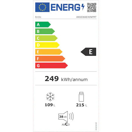 Combina frigorifica Arctic AK60366E40NFMT, 324 l, Full NoFrost, Control electronic, Air Flow Dual Tech, Clasa E, H 185 cm, Argintiu - Img 5