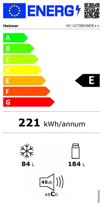 Combina frigorifica Heinner HC-V270BKWDE++, 268 l, Clasa E, Iluminare LED, Dozator de apa, H 170 cm, Negru - Img 3