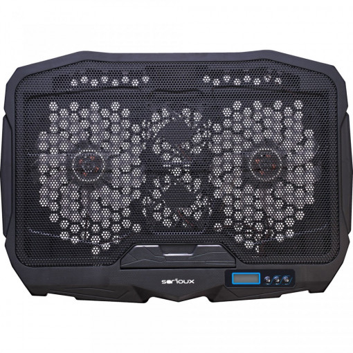 Cooler laptop Serioux NCP025, 10-17.3&quot;, 1200 rpm 4 ventilatoare, 2 x USB, Iluminare LED, Negru - Img 3