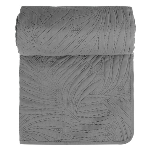 Cuvertura cu doua fete, dimensiune 160x230 cm, model Frunze Gri - Img 4