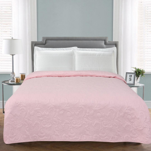 Cuvertura de pat pentru copii, dimensiune 160x220 cm, model Fluturi roz
