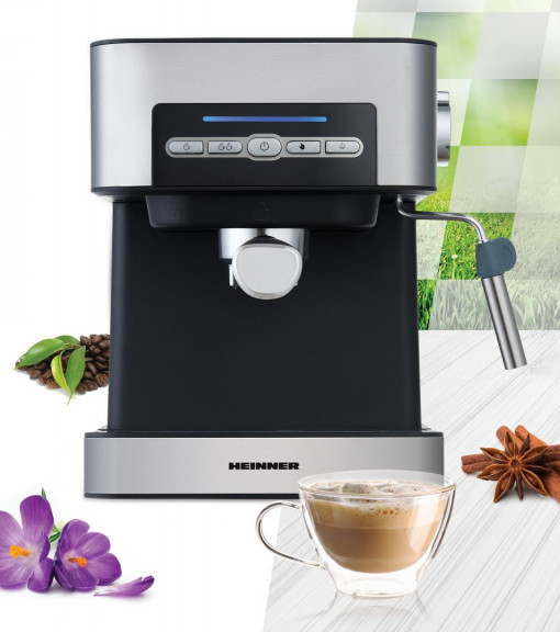 Espressor semi-automat Heinner HEM-B2016SA, 20 bar, 850W, 20 bar, rezervor apa detasabil 1.6l, optiuni presetate pentru 1 sau 2 cesti, filtru din inox, plita pentru mentinere cafea calda, decoratii inox - Img 5