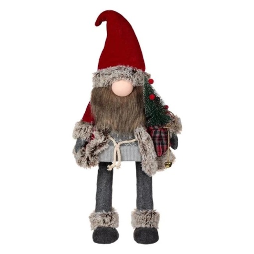 Figurina decorativa de Craciun, dimensiune 27x23x70 cm, Gnome cu costum gri - Img 1