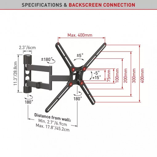 Full Motion Barkan TV Wall Mount 65&quot; - Img 2