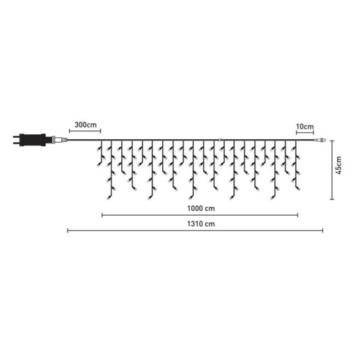 Instalatie de lumini LED tip perdea, lumina rece, 500 becuri, dimensiune 1310x45 cm, extensibila, IP 44 - Img 2