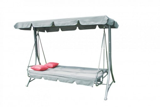 Leagan/balansoar cu spatar rabatabil Heinner, 3 locuri, 238x122x180cm, gri - Img 2