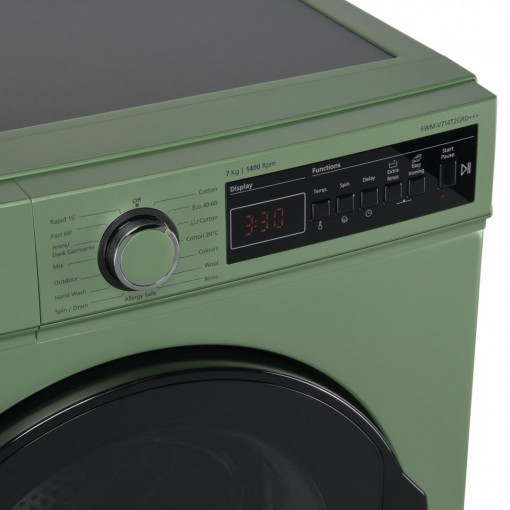 Masina de spalat rufe Fram FWM-V714T2GRD+++, 7 kg, 1400 rpm, Clasa D, Display digital, Allergy safe, Start intarziat, Anti-sifonare, Eco-Logic, Verde pastelat - Img 4