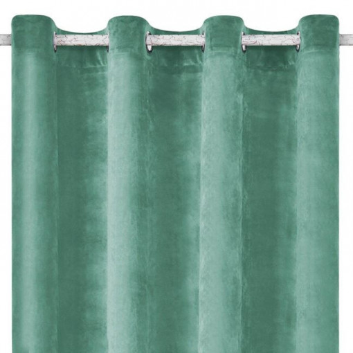 Perdea decorativa velvet cu inele, stofa ce nu permite lumina sa treaca, 140x260 cm, Verde menta - Img 2