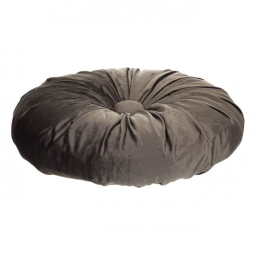 Perna decorativa rotunda, doua fete, aspect catifelat, dimensiune 40x10 cm, Gri - Img 3