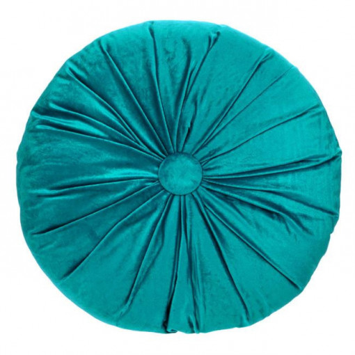 Perna decorativa rotunda, doua fete, dimensiune 40x10 cm, Velvet Petrol - Img 1