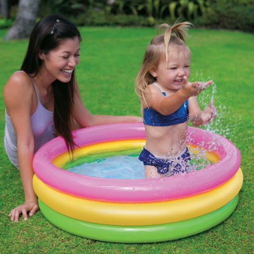 Piscina gonflabila pentru bebelusi, 3 inele, dimensiune 86 x 25 cm, capacitate 56 l, Multicolor - Img 2