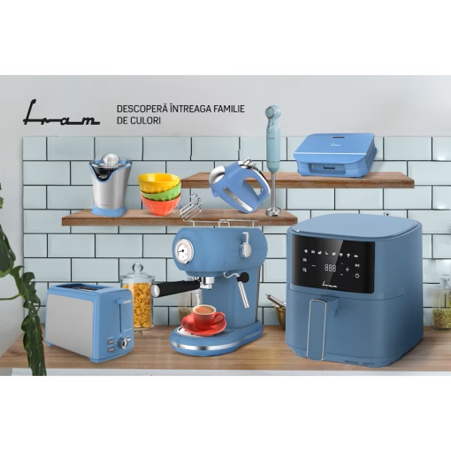 Prajitor de paine FRAM FTP-800SSBL, 800W, capacitate 2 felii, functi, 7 niveluri de rumenire, tavita detasabila, Albastru - Img 4