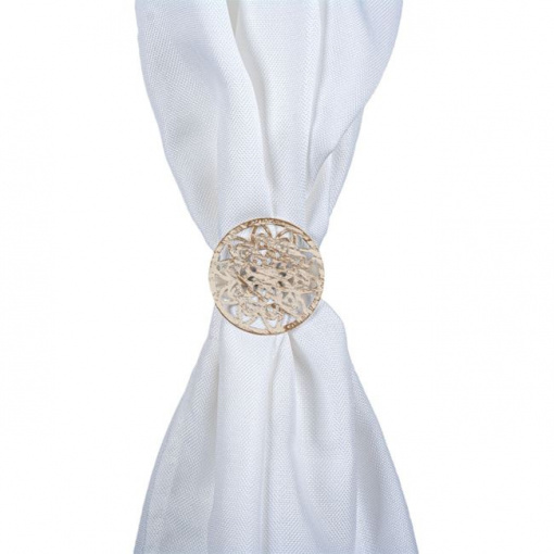 Set 2 brose decorative cu clips pentru perdea, diametru 6.5 cm, Bej