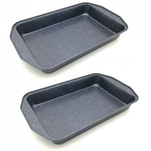 Set 2 tavi cuptor Vanora Home VN-SYN-XR01, acoperire non-stick, 39x26x5.5 cm