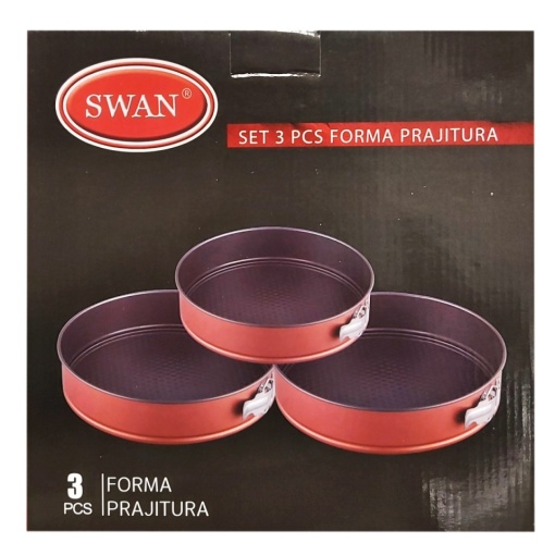 Set 3 forme rotunde pentru prajituri, baza detasabila, dimensiune 24/26/28 cm, acoperire antiaderenta