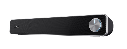 Soundbar PC Trust Arys, speaker pentru laptop, 12W, grila metalica, volum iluminat, Negru - Img 1