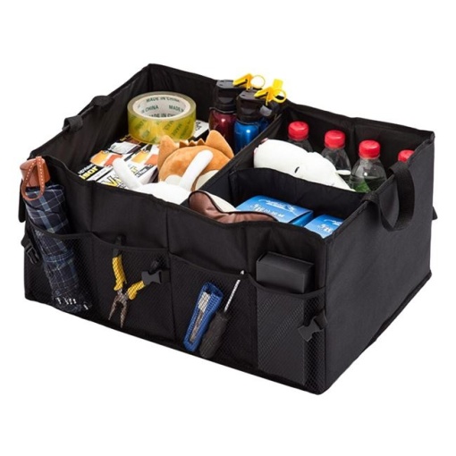 Suport organizator auto pentru portbagaj, dimensiune 56 x 39 x 26.5 cm, 2 compartimente, Negru - Img 3