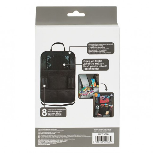 Suport organizator scaun auto, 8 compartimente, 40x60 cm, Negru - Img 3