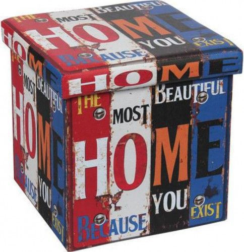 Taburet pliabil cu spatiu depozitare Heinner Home, model Home I, Multicolor