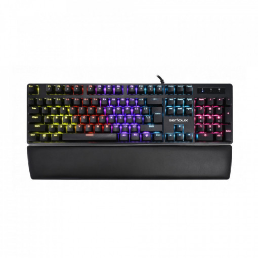 Tastatura Gaming cu fir Serioux SRXMK-VALDIS, Iluminare RGB, Switch OUTEMU blue