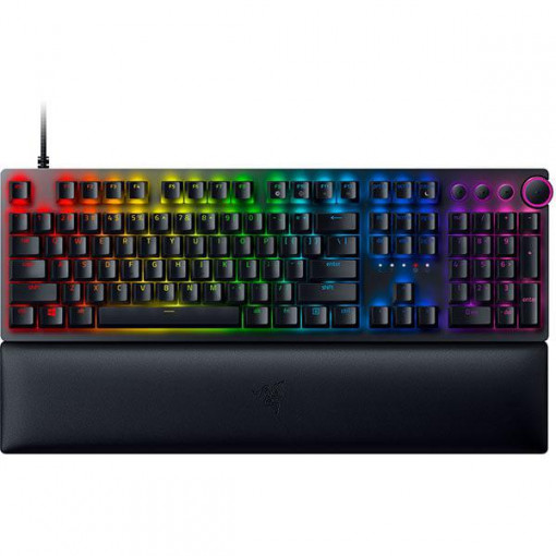 Tastatura pentru gaming, Razerz Huntsman V2 RGB, comutatoare violet, Negru