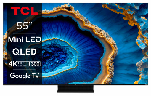 Televizor TCL MiniLed 55C805, 139 cm, Smart Google TV, 4K Ultra HD, 100hz, Clasa G (Model 2023)