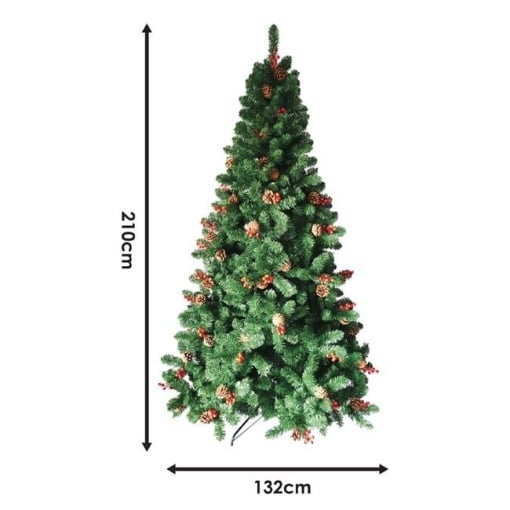 Brad artificial, inaltime 210 cm, latime 132 cm, 1168 ramuri, suport metalic - Img 2