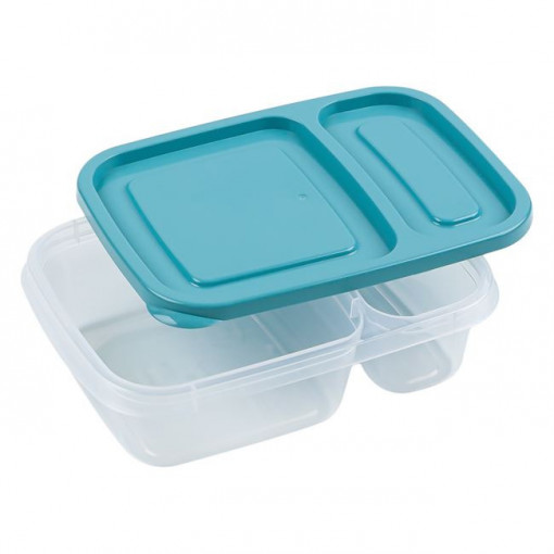 Caserola alimentara compartimentata din plastic, capacitate 0.75 L, dimensiune 19x13x5.5 cm