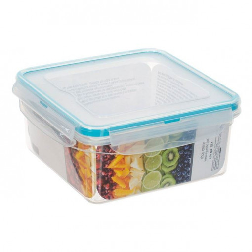 Caserola alimentara din plastic cu capac, inchidere etansa, capacitate 1.3 L, dimensiune 16.5x16.5x7.5 cm - Img 2