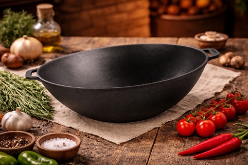 Ceaun din fonta tip wok, 36×11.5 cm, 8 L - Img 4