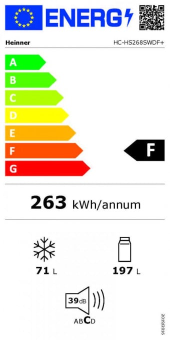 Combina frigorifica Heinner HC-HM268SWDF+, 268 l, Clasa F, Control electronic, Dozator apa, Iluminare LED, H 180 cm, Argintiu - Img 4