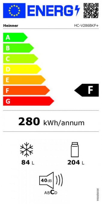 Combina frigorifica Heinner HC-V286BKF+, 288 l, Clasa F, Sistem racire Less Frost, Iluminare LED, Usi reversibile, H 180 cm, Negru - Img 3