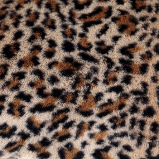 Covoras decorativ din imitatie de blana, dimensiune 130 x 90 cm, baza anti derapanta, model Leopard - Img 2