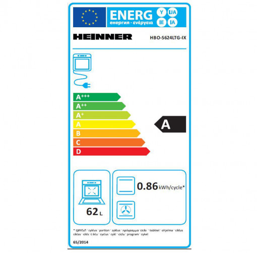 Cuptor incorporabil Heinner HBO-S624LTG-IX, Static, Capacitate 62L - Img 6