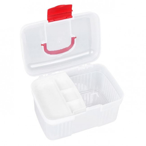 Cutie compartimentata din plastic cu capac pentru medicamente, dimensiune 20x14x11 cm - Img 2