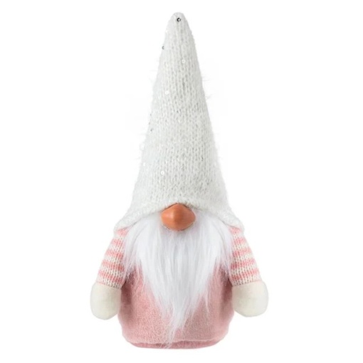 Figurina decorativa de Craciun, dimensiune 16x7.5x26.5 cm, Gnome Roz Catifelat - Img 1