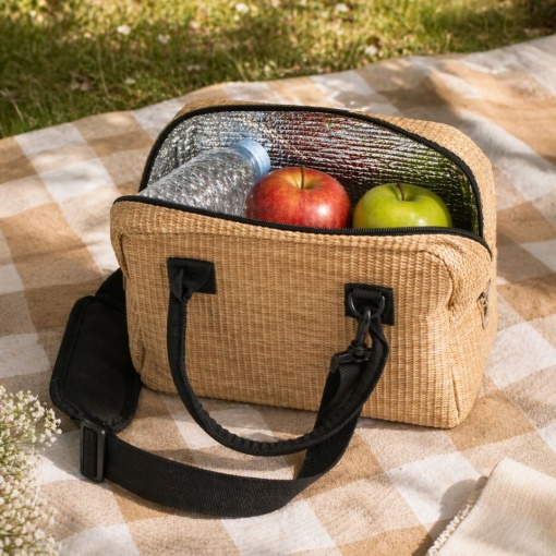 Geanta termica pentru plaja din paie, dimensiune 21x14x20 cm, capacitate 7 l - Img 3