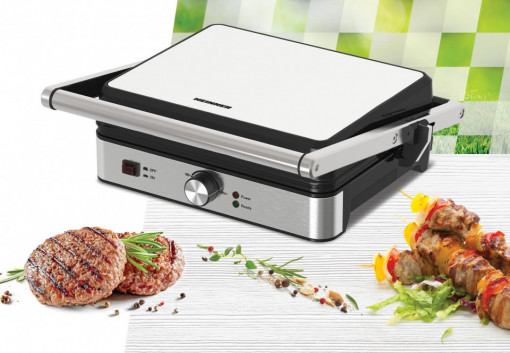 Grill electric Heinner HEG-K2000SS, 2000 w, placi fixe cu invelis antiaderent, temperatura reglabila, deschidere 180˚ - Img 3