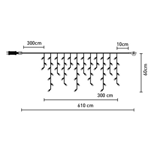 Instalatie de lumini LED tip perdea, lumina calda, 100 becuri, dimensiune 610x60 cm, extensibila, IP44 - Img 3