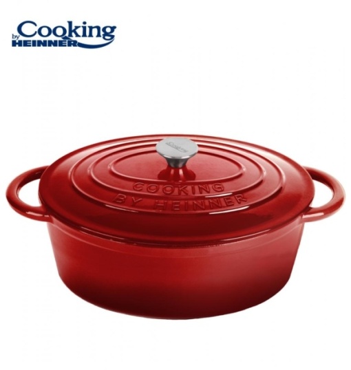 Oala cu capac Cooking by Heinner Red Line, fonta emailata, 33.5 x 26 x 12 cm, 6 L, HR-KN-SM28OV - Img 4