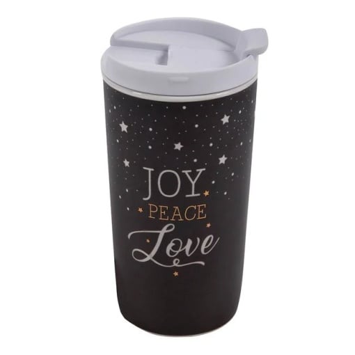 Pahar ceramic de Craciun, dimensiune 8.5x15.5 cm, capacitate 355 ml, Joy Peace Love - Img 1