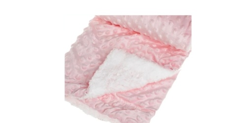 Patura catifelata cu blana sherpa pentru bebelusi,calduroasa, dimensiune 90x80 cm, Roz - Img 3