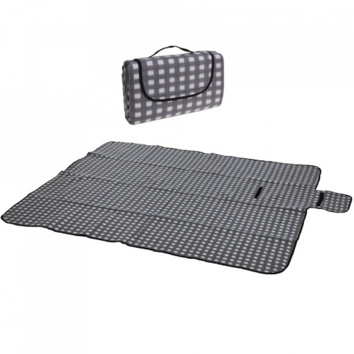 Patura picnic cu maner 130x150 cm, albastru/gri - Img 3