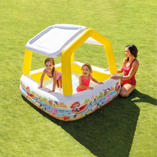 Piscina gonflabila cu parasolar detasabil, dimensiune 157 x 157 x 122 cm, capacitate 295 l , Multicolor - Img 5